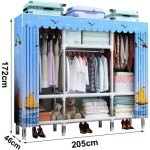 Fabric wardrobe, non-woven fabric wardrobe, 205 x 46 x 172 cm, portable wardrobe with hanging rack, storage organizer.